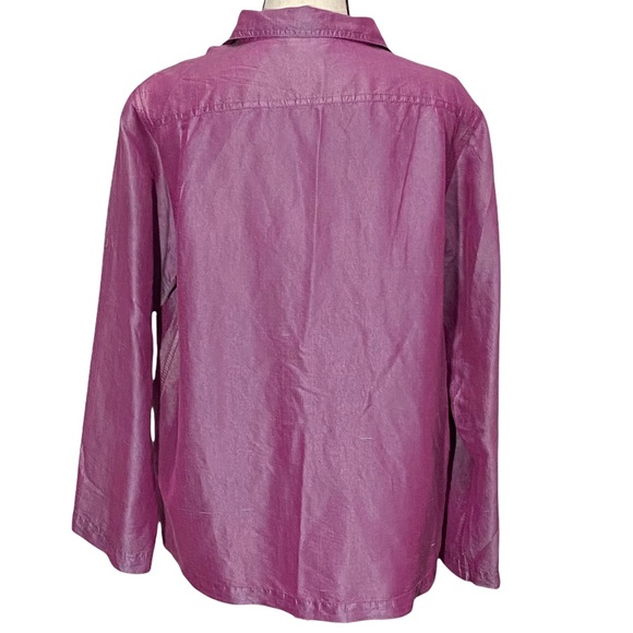 Debra deRoo Button Up Blouse L Iridescent Purple - Picture 6 of 8